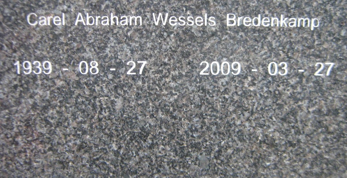BREDENKAMP Carel Abraham Wessels 1939-2009