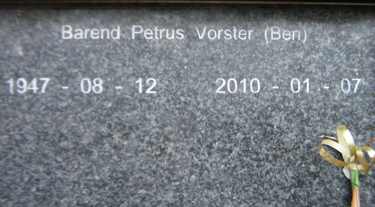 VORSTER Barend Petrus 1947-2010
