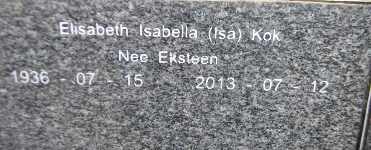 KOK Elisabeth Isabella nee EKSTEEN 1936-2013