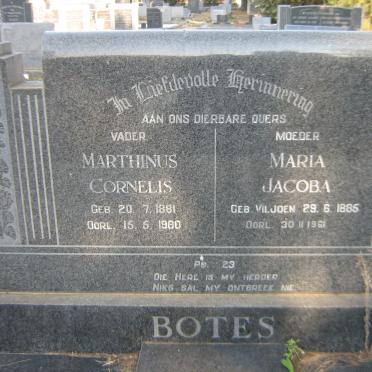 BOTES Marthinus Cornelis 1881-1960 &amp; Maria Jacoba VILJOEN 1885-1961