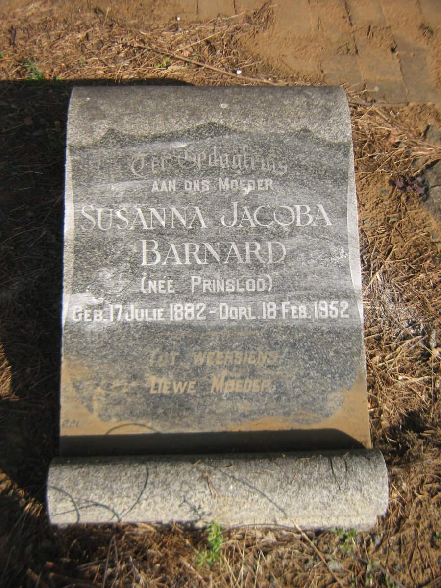 BARNARD Susanna Jacoba nee PRINSLOO 1882-1952