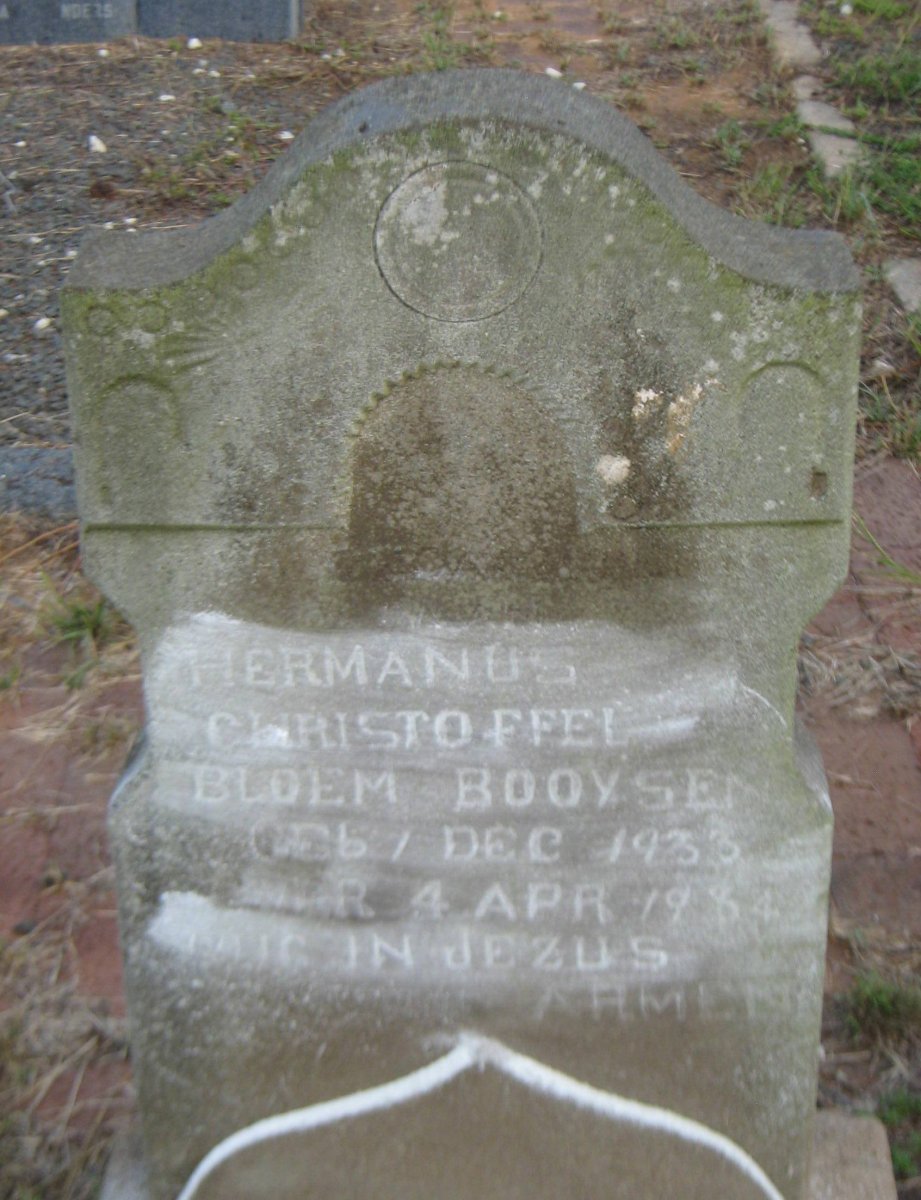 BOOYSEN Hermanus Christoffel Bloem 1933-1934