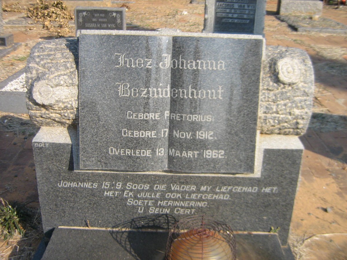 BEZUIDENHOUT Inez Johanna nee PRETORIUS 1912-1962