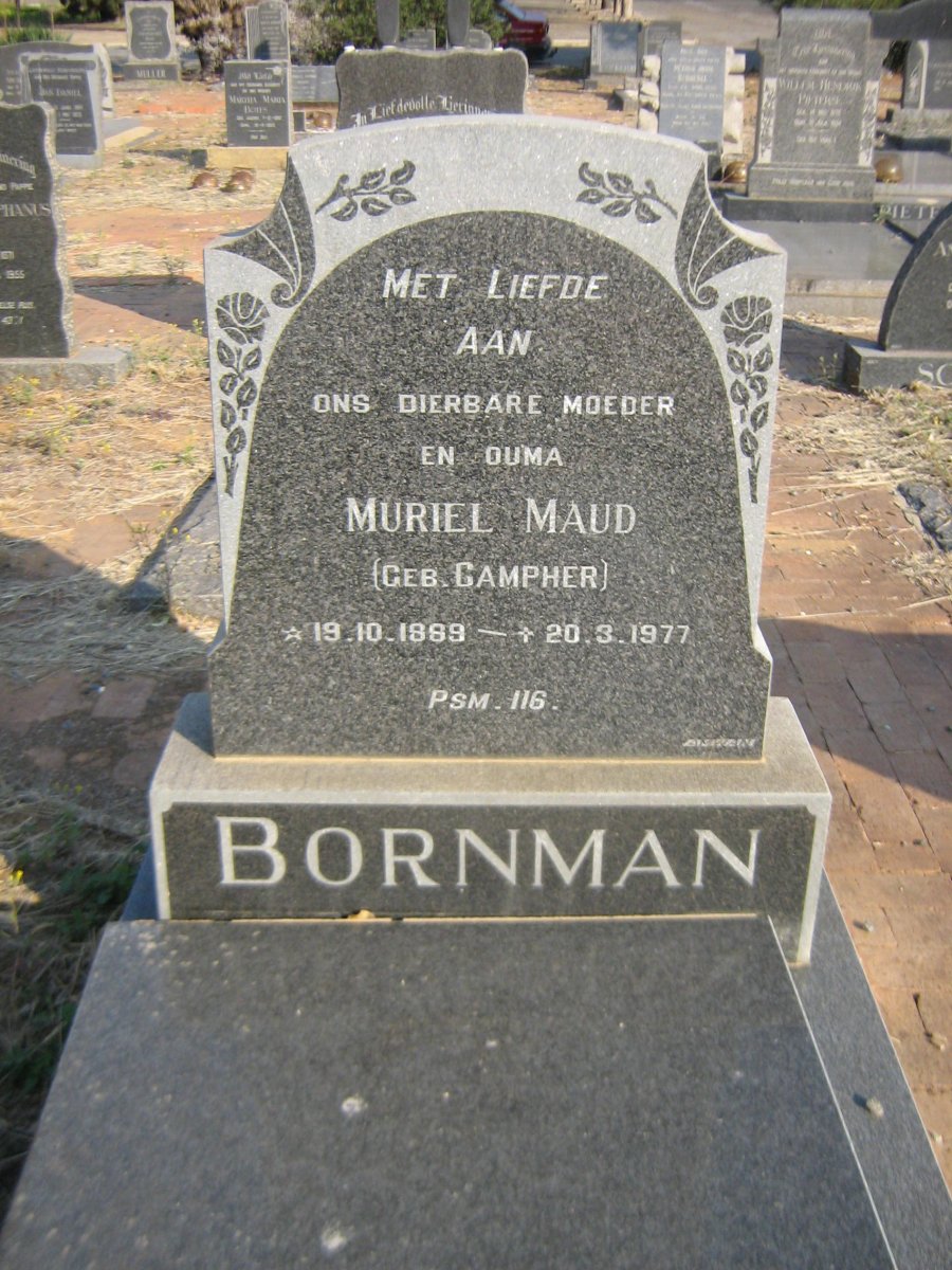 BORNMAN Muriel Maud nee CAMPHER 1889-1977