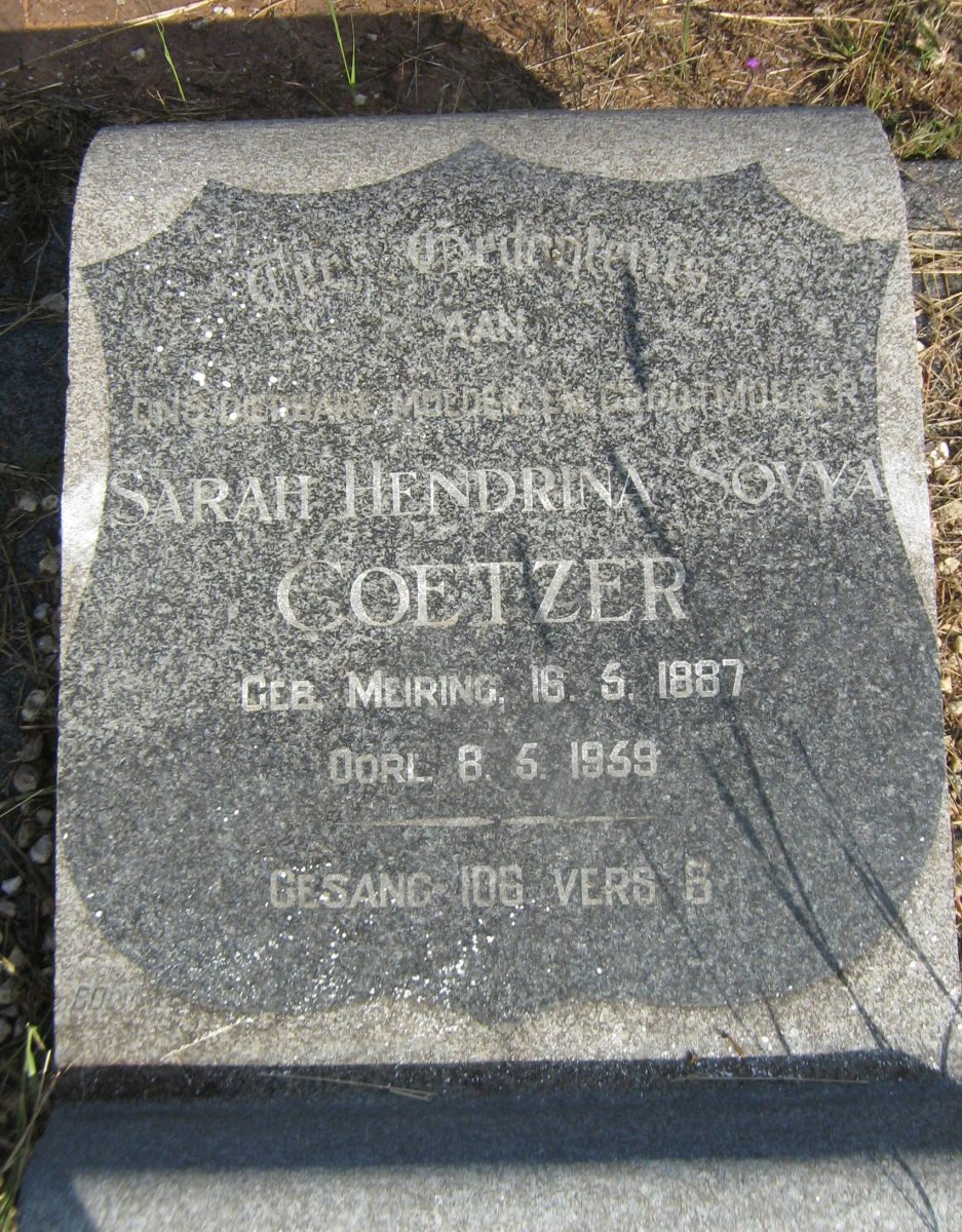 COETZER Sarah Hendrina Sovya nee MEIRING 1887-1959