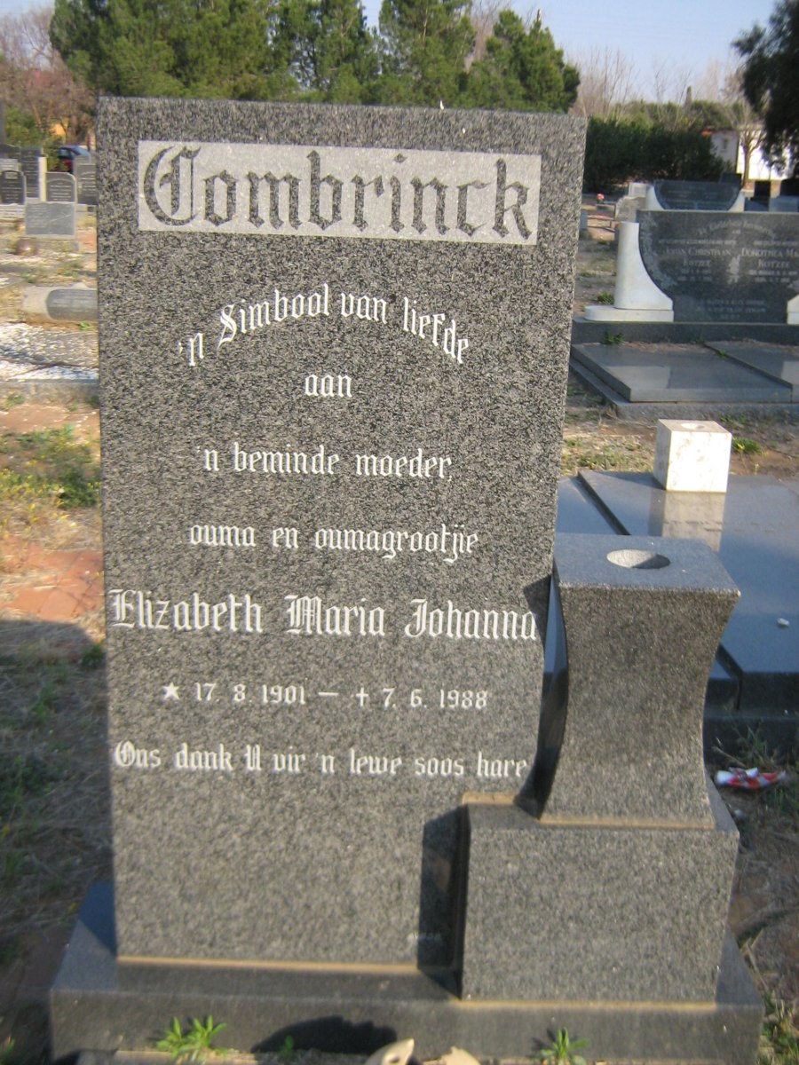 COMBRINCK Elizabeth Maria Johanna 1901-1988