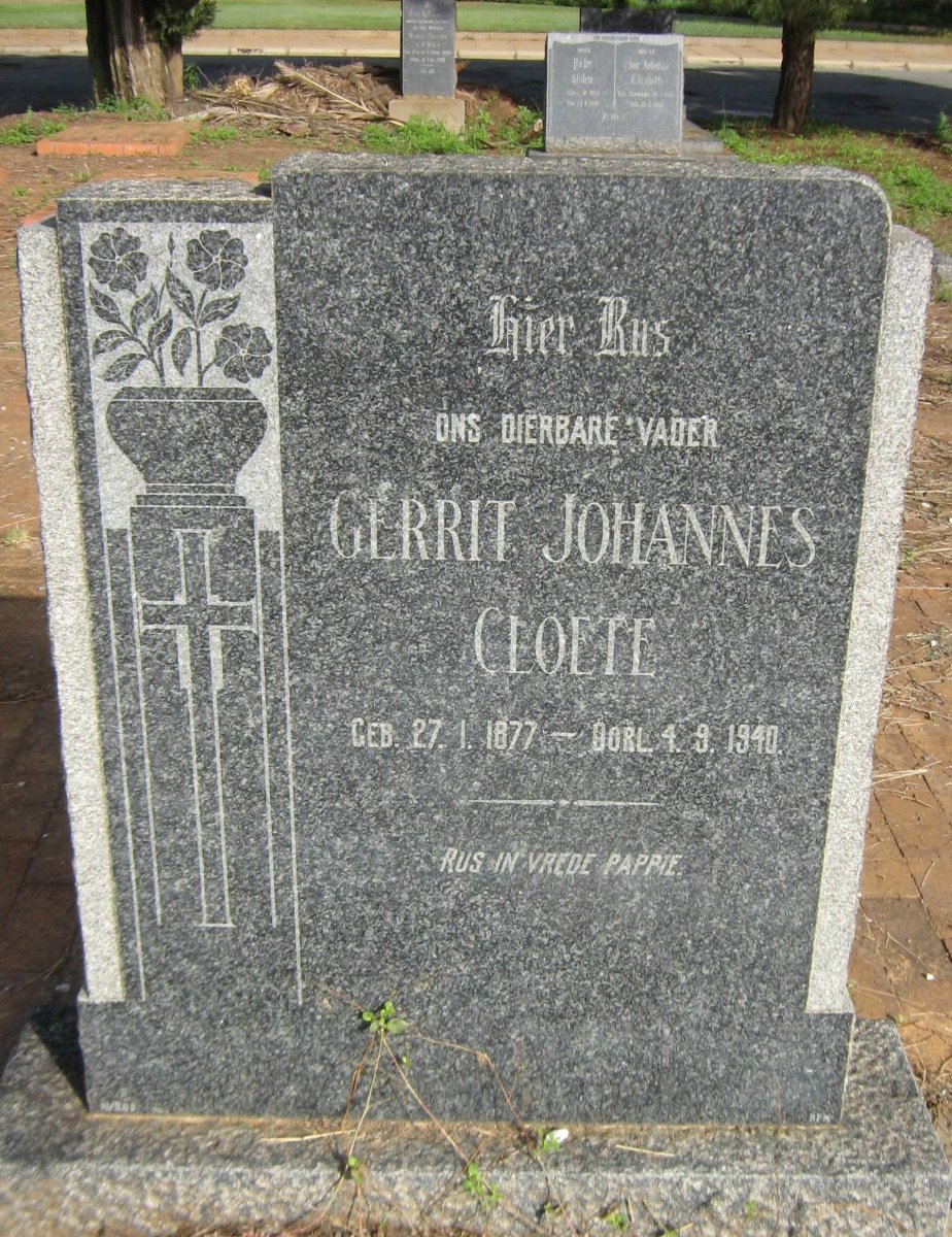 CLOETE Gerrit Johannes 1877-1940