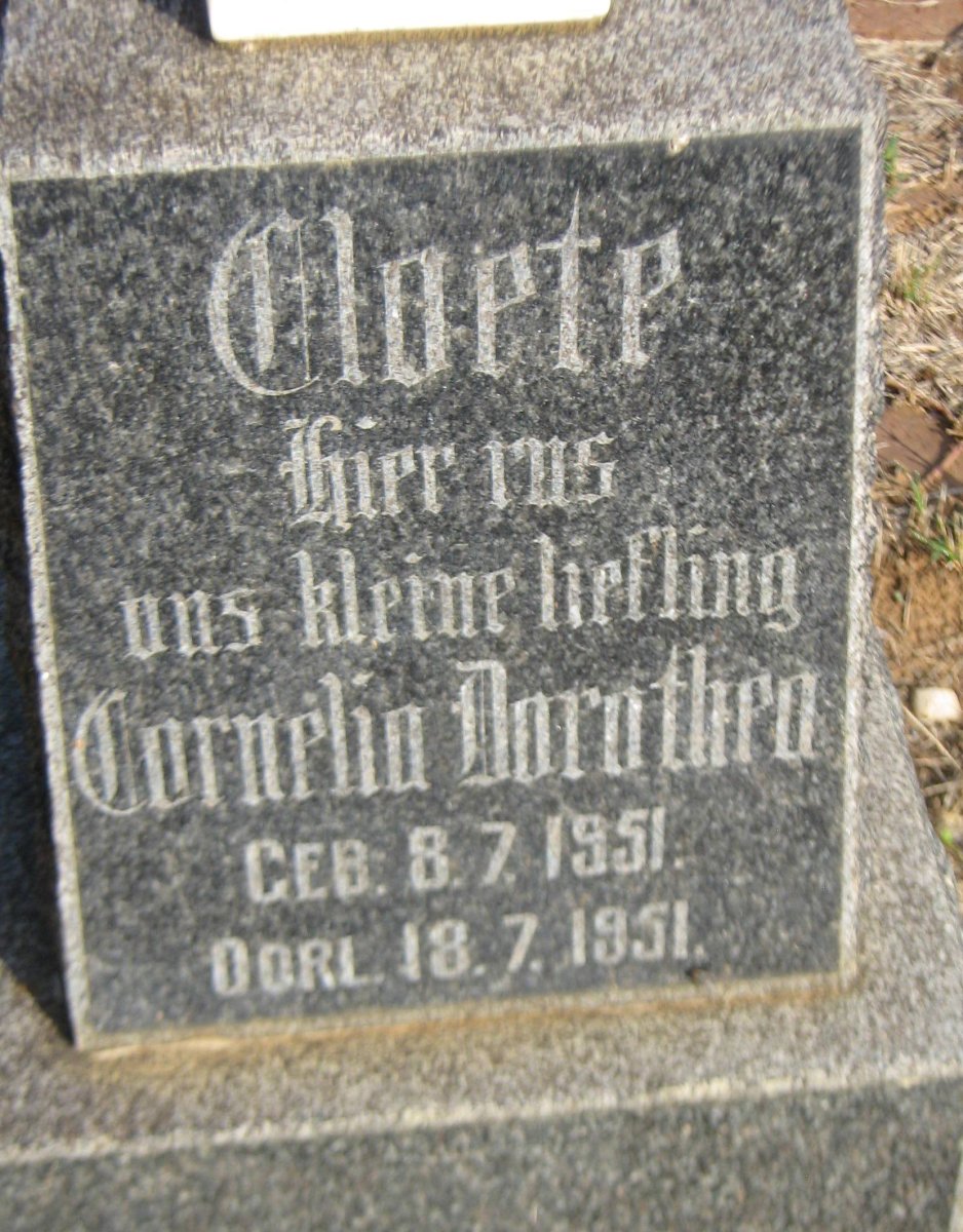 CLOETE Cornelia Dorothea 1951-1951