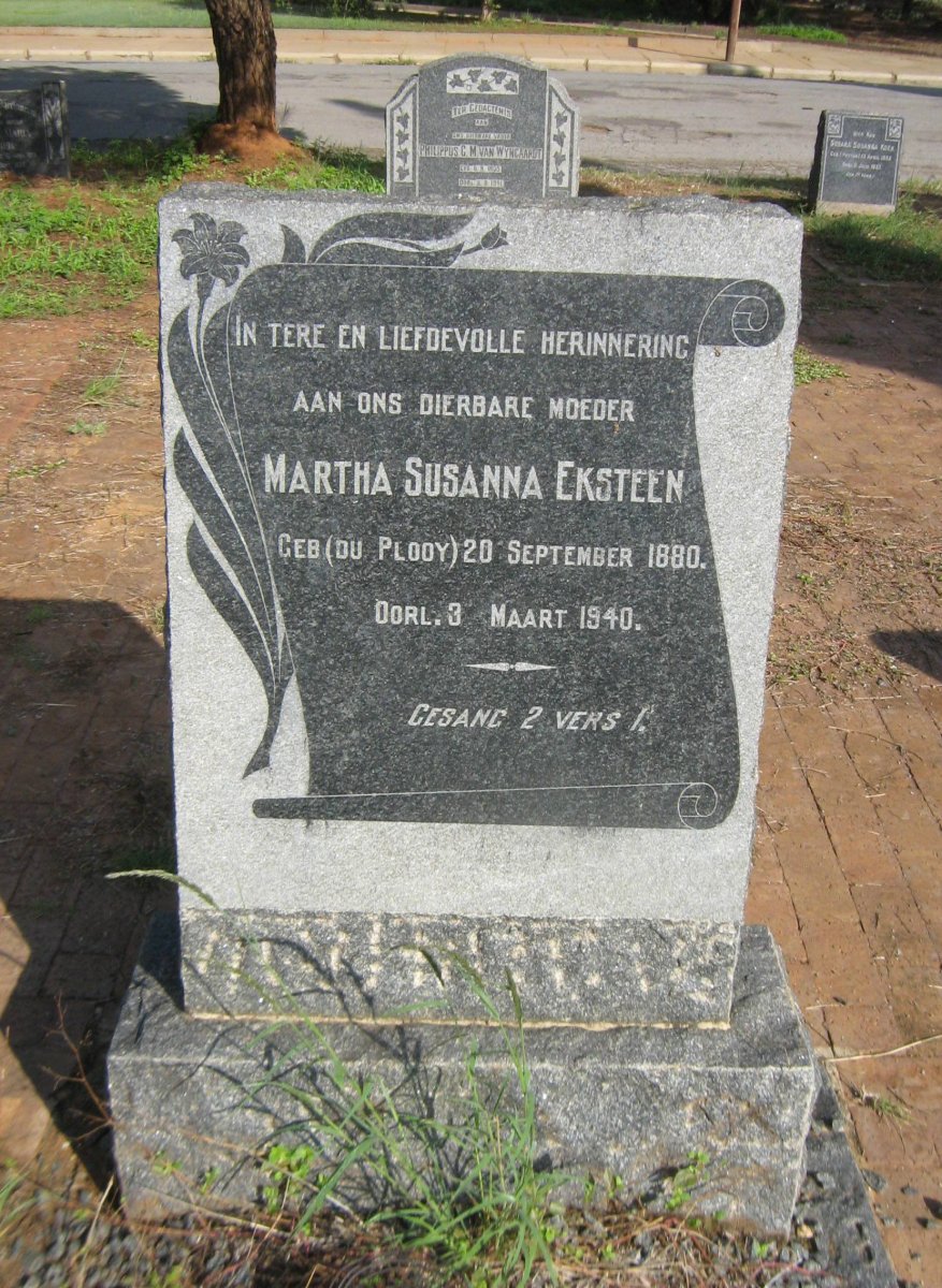 EKSTEEN Martha Susanna nee DU PLOOY 1880-1940