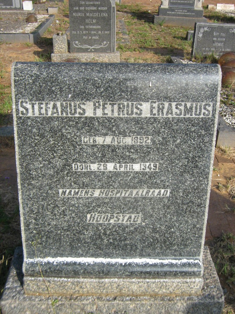 ERASMUS Stefanus Petrus 1892-1949