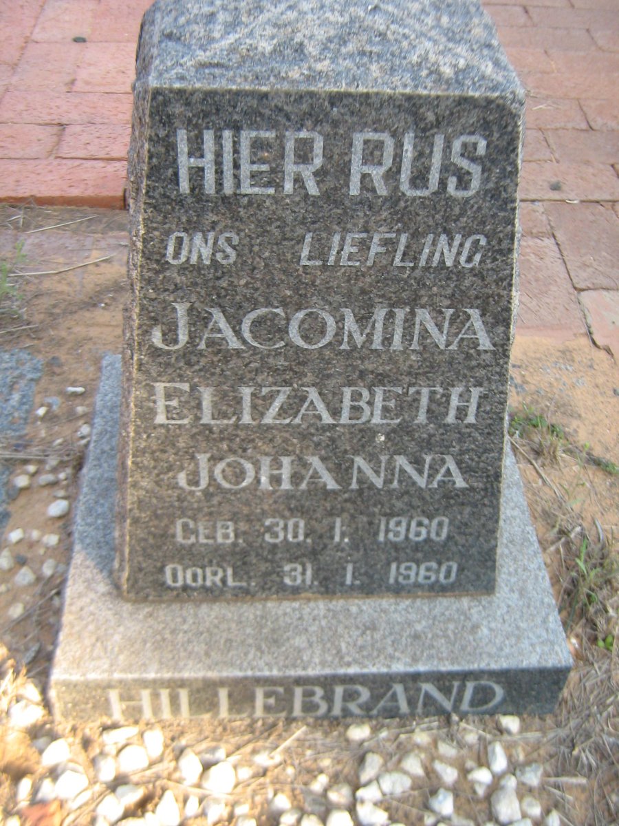 HILLEBRAND Jacomina Elizabeth Johanna 1960-1960