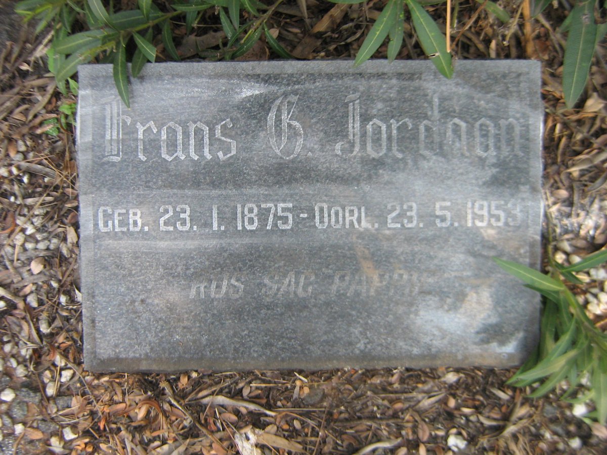 JORDAAN Frans G. 1875-1953