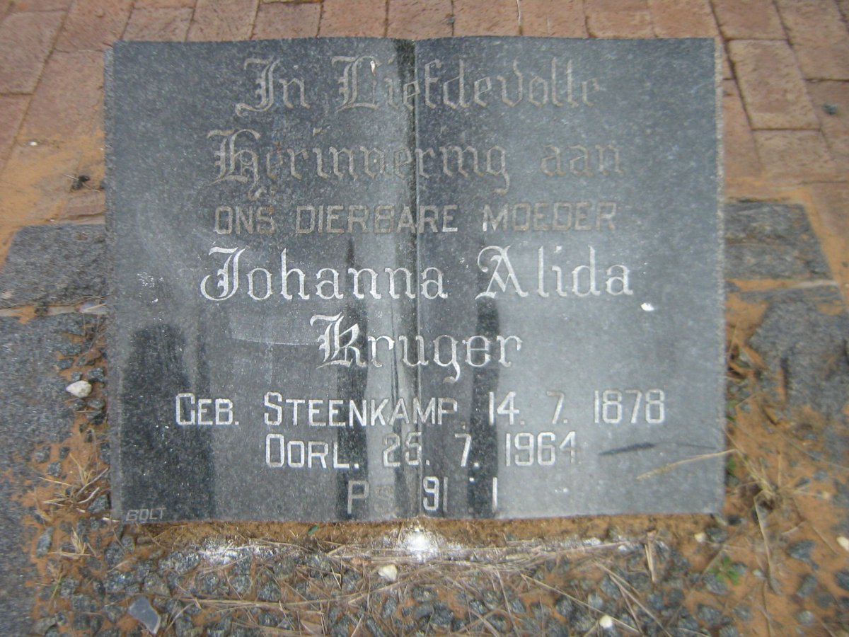 KRUGER Johanna Alida nee STEENKAMP 1878-1964