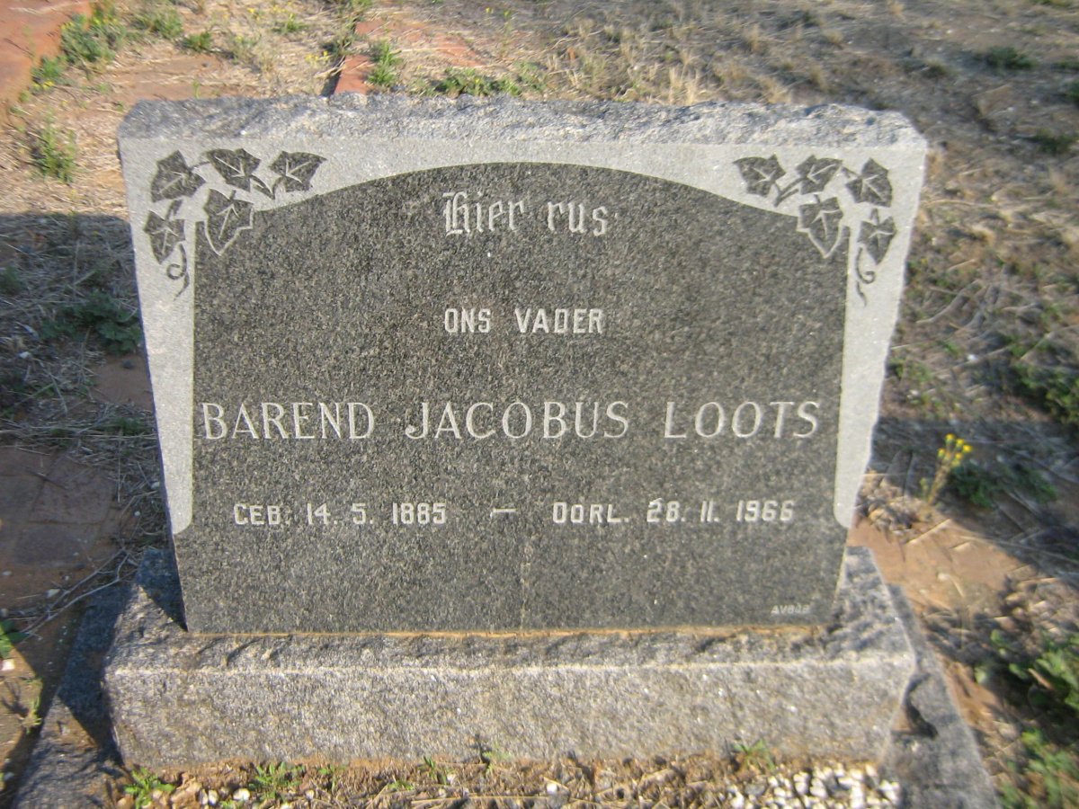 LOOTS Barend Jacobus 1885-1966