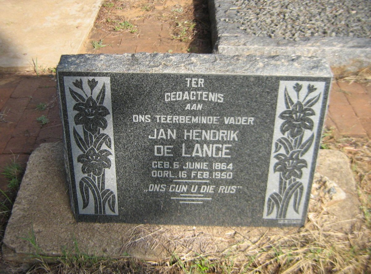 LANGE Jan Hendrik, de 1864-1950
