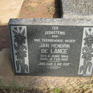 LANGE Jan Hendrik, de 1864-1950