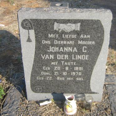 LINDE Johanna C., van der nee TAUTE 1891-1970
