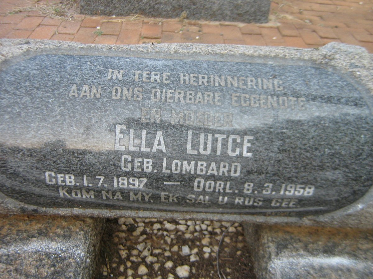LUTGE Ella nee LOMBARD 1897-1958