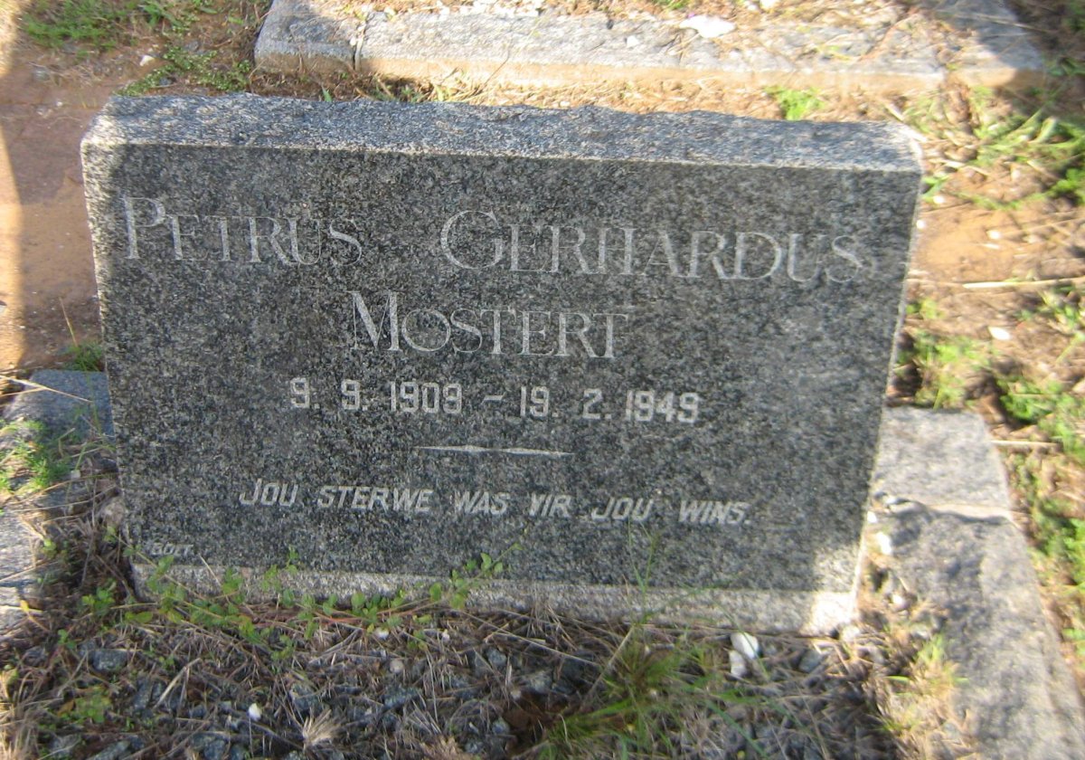 MOSTERT Petrus Gerhardus 1909-1949