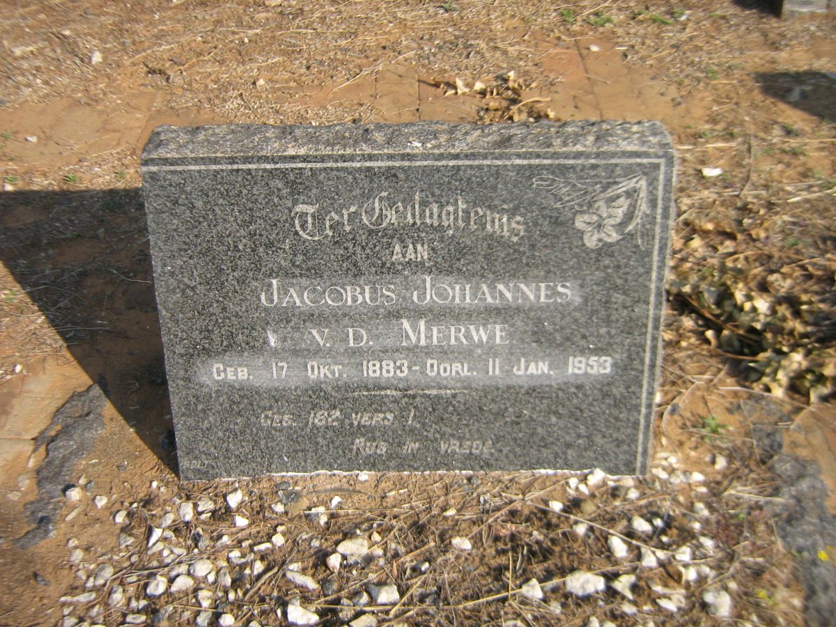 MERWE Jacobus Johannes, v.d. 1883-1953