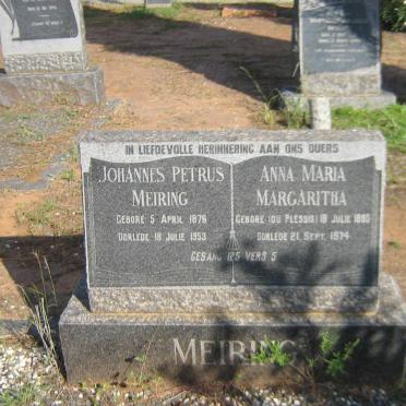 MEIRING Johannes Petrus 1876-1953 &amp; Anna Maria Margaritha DU PLESSIS 1880-1974