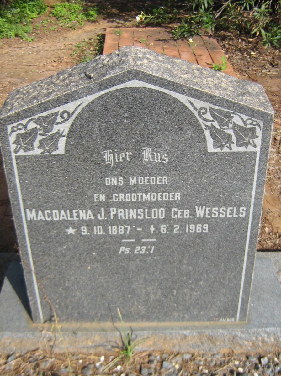 PRINSLOO Magdalena J. nee WESSELS 1887-1969