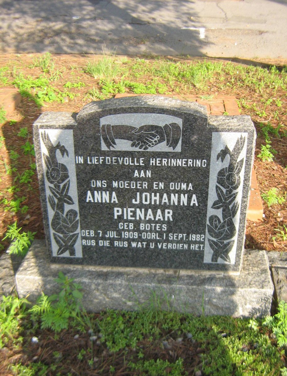 PIENAAR Anna Johanna nee BOTES 1909-1982