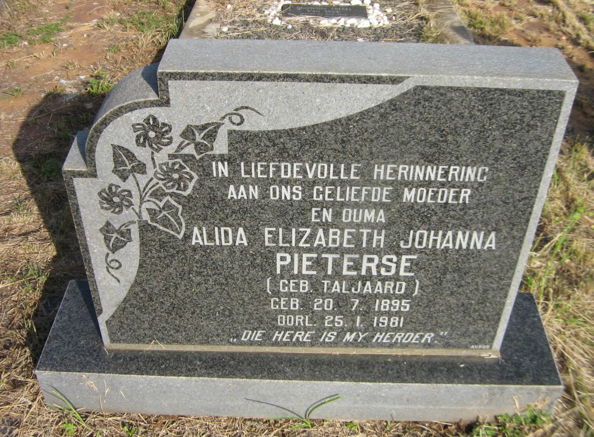 PIETERSE Alida Elizabeth Johanna nee TALJAARD 1895-1981