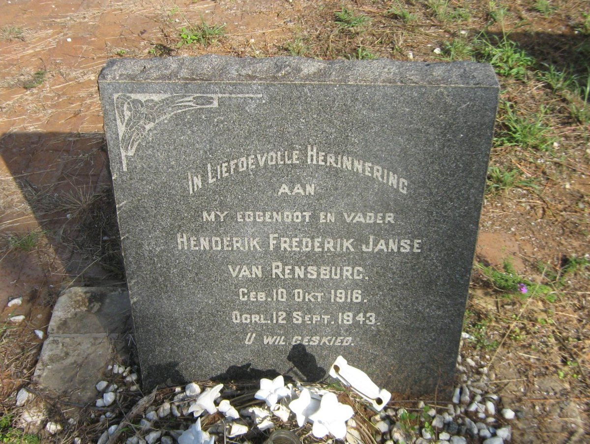 RENSBURG Henderik Frederik, Janse van 1916-1943
