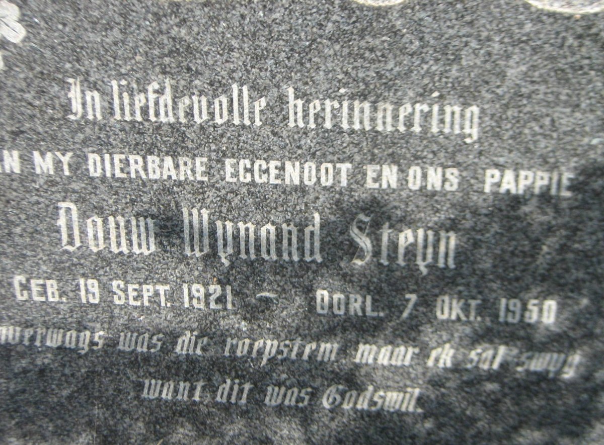 STEYN Douw Wynand 1921-1950
