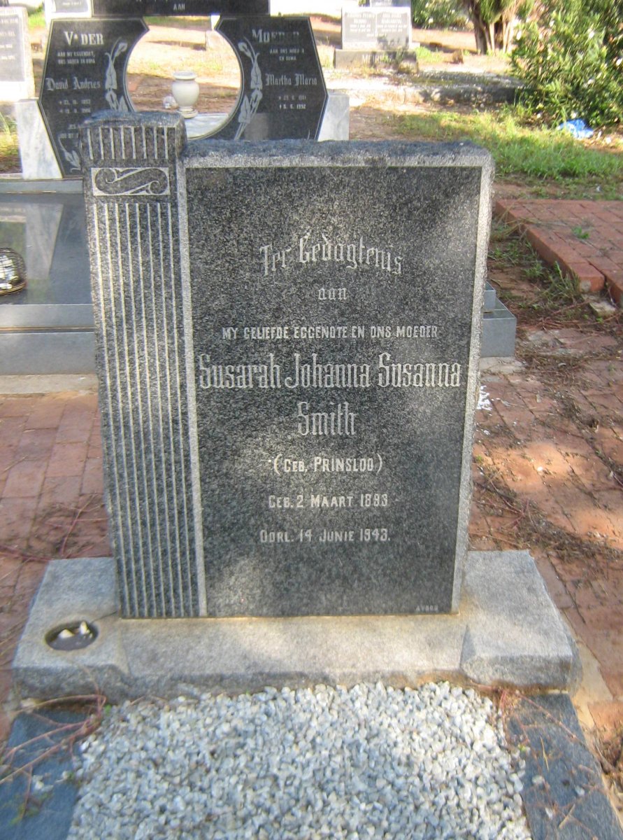 SMITH Susarah Johanna Susanna nee PRINSLOO 1893-1943