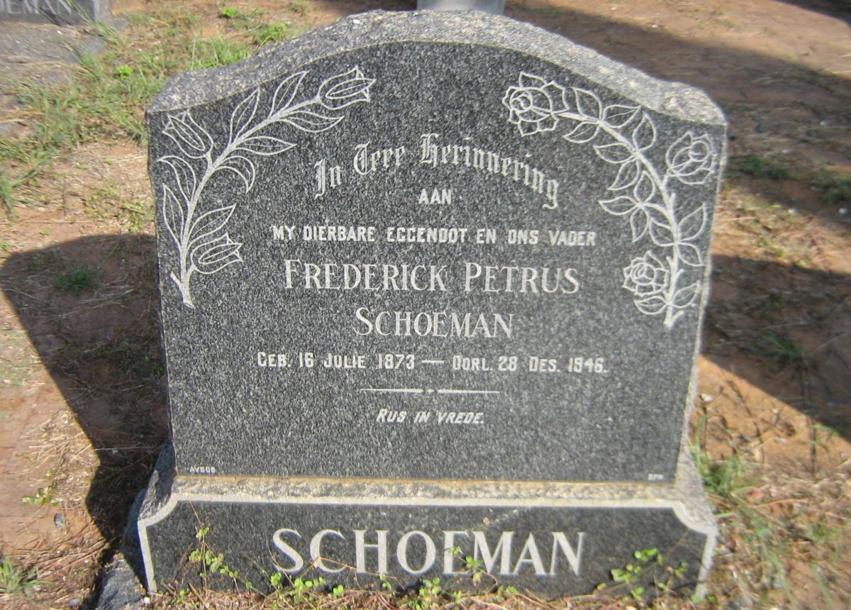 SCHOEMAN Frederick Petrus 1873-1946