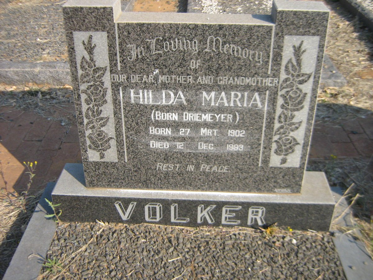 VOLKER Hilda Maria nee DRIEMEYER 1902-1993