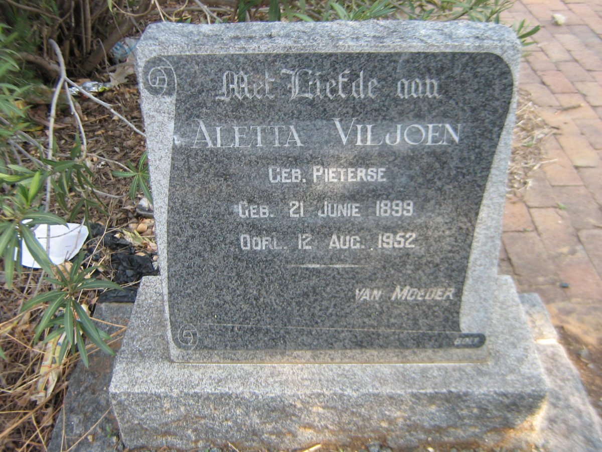VILJOEN Aletta nee PIETERSE 1899-1952