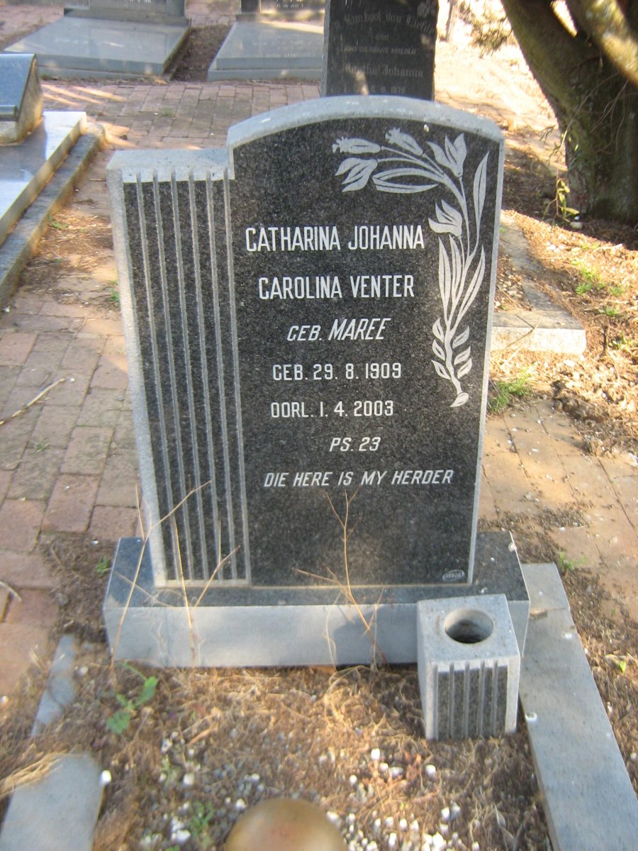 VENTER Catharina Johanna Carolina nee MAREE 1909-2003