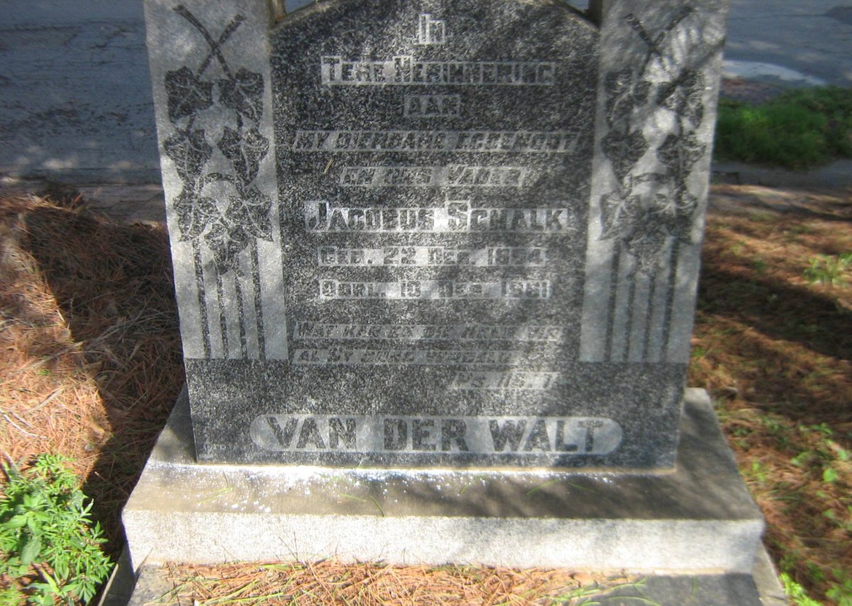 WALT Jacobus Schalk, van der 1854-1961