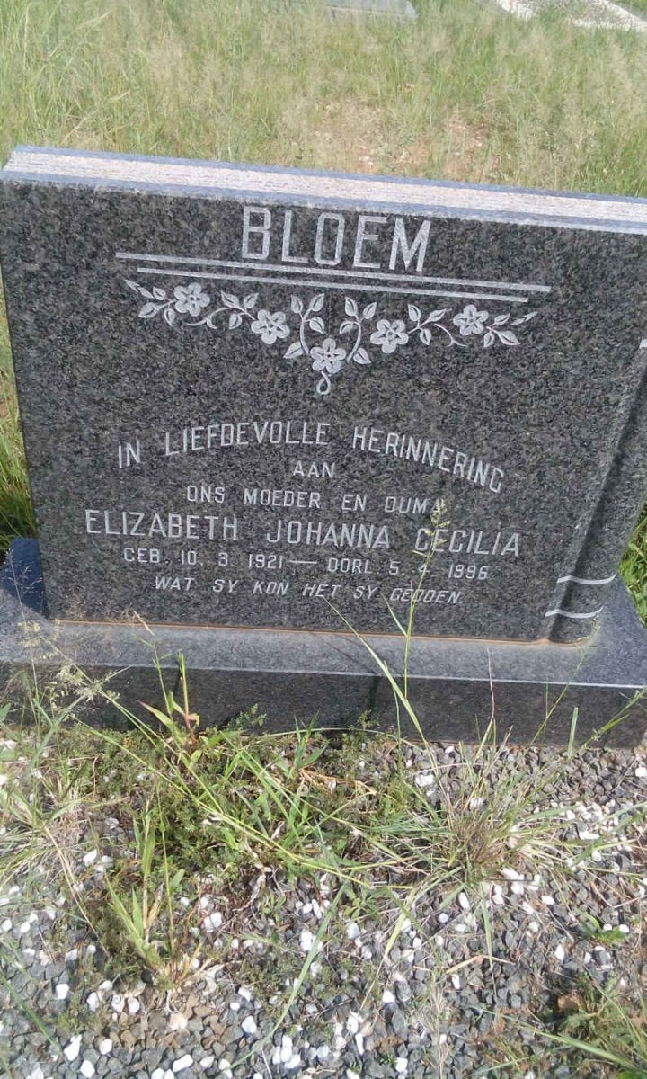 BLOEM Elizabeth Johanna Cecilia 1921-1996