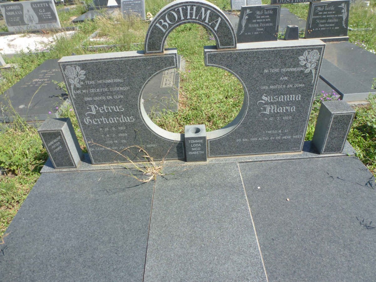 BOTHMA Petrus Gerhardus 1919-1989 &amp; Susanna Maria 1928-