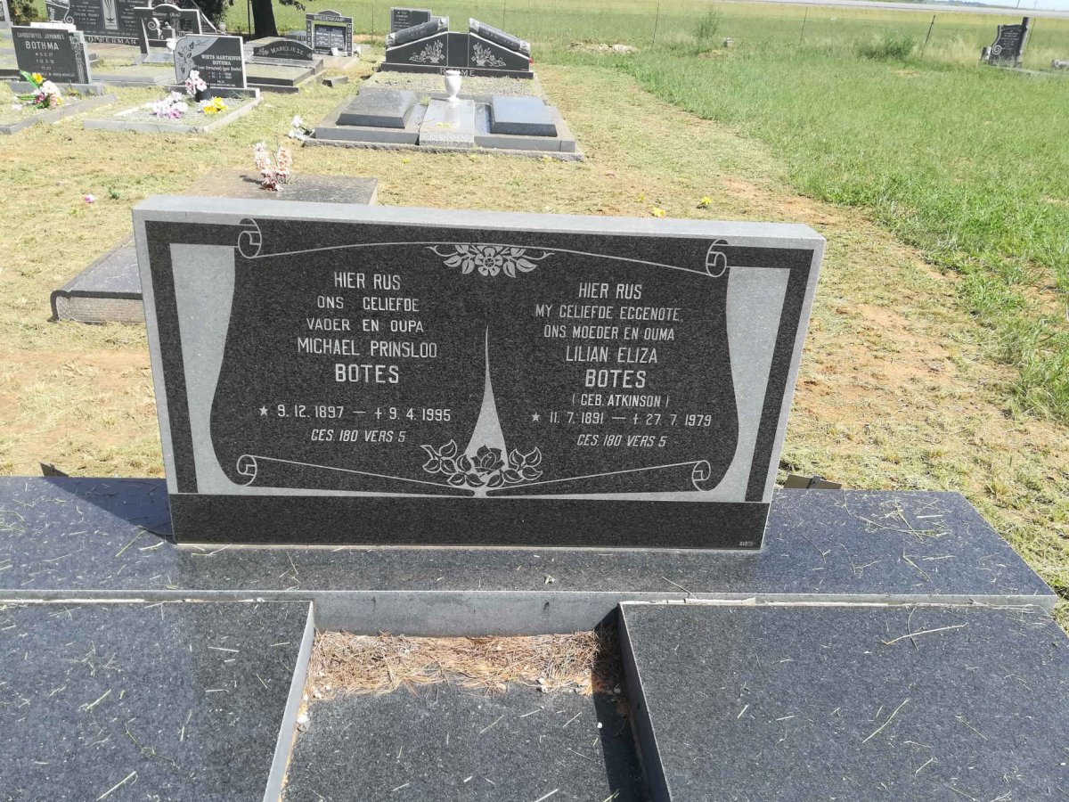 BOTES Michael Prinsloo 1897-1995 &amp; Lilian Eliza ATKINSON 1891-1979