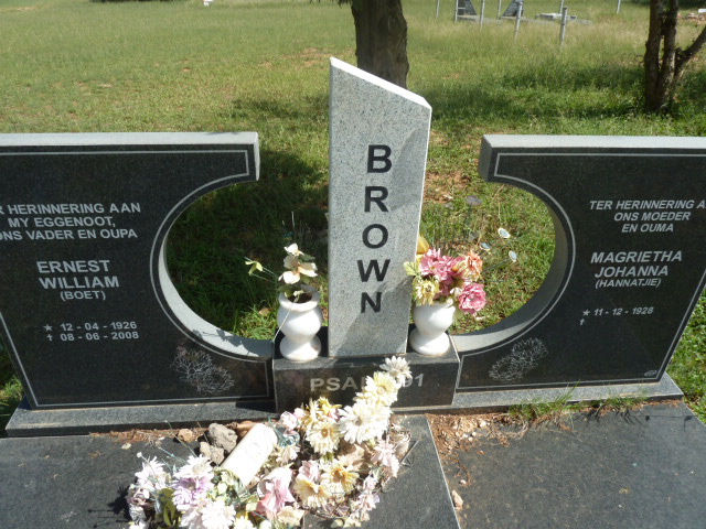 BROWN Ernest William 1926-2008 &amp; Magrietha Johanna 1928-