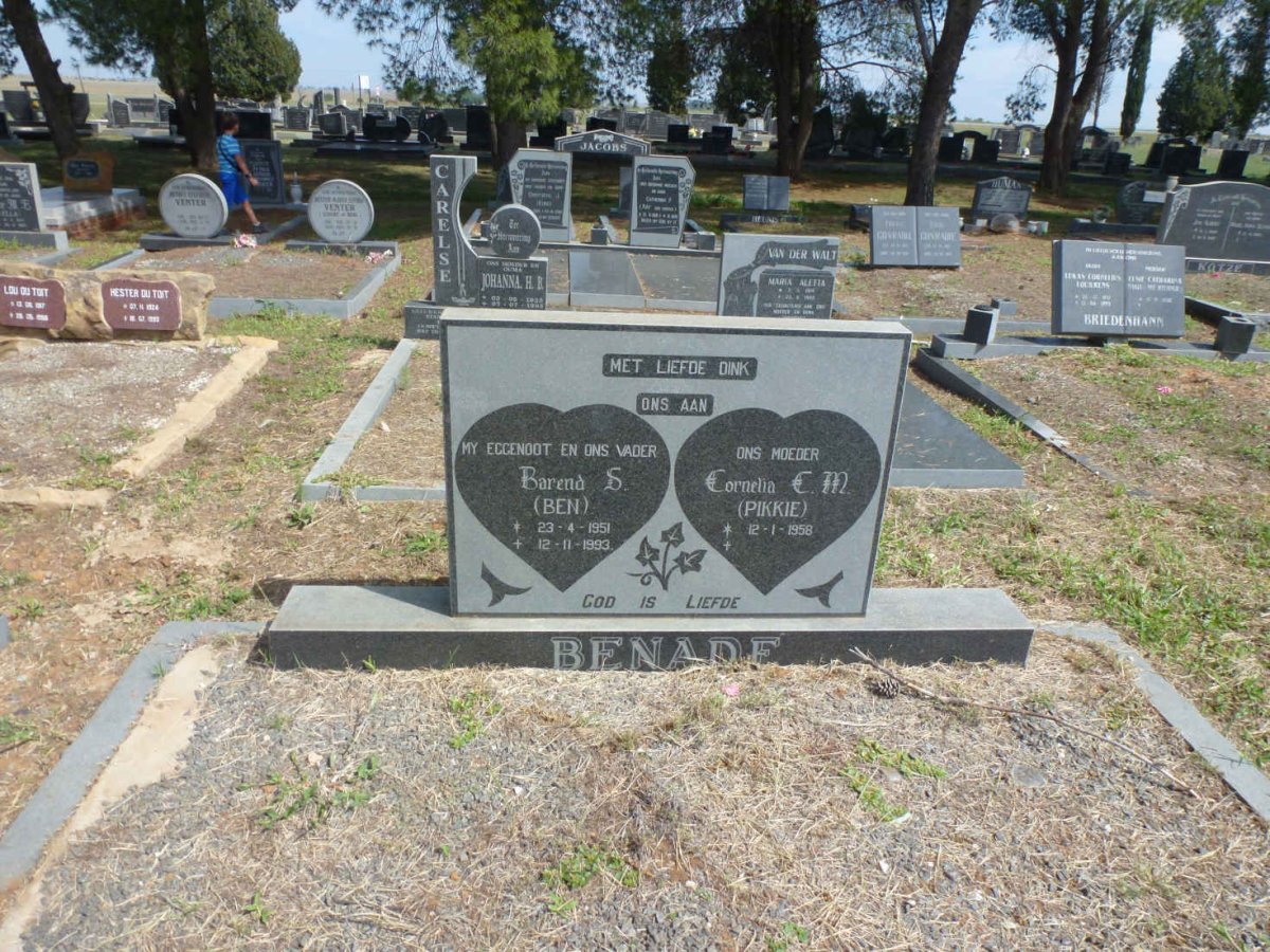 BENADE Barend S. 1951-1993 &amp; Cornelia C.M. 1958-