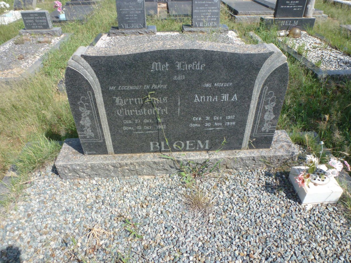 BLOEM Hermanus Christoffel 1911-1962 &amp; Anna M.A. 1912-1998