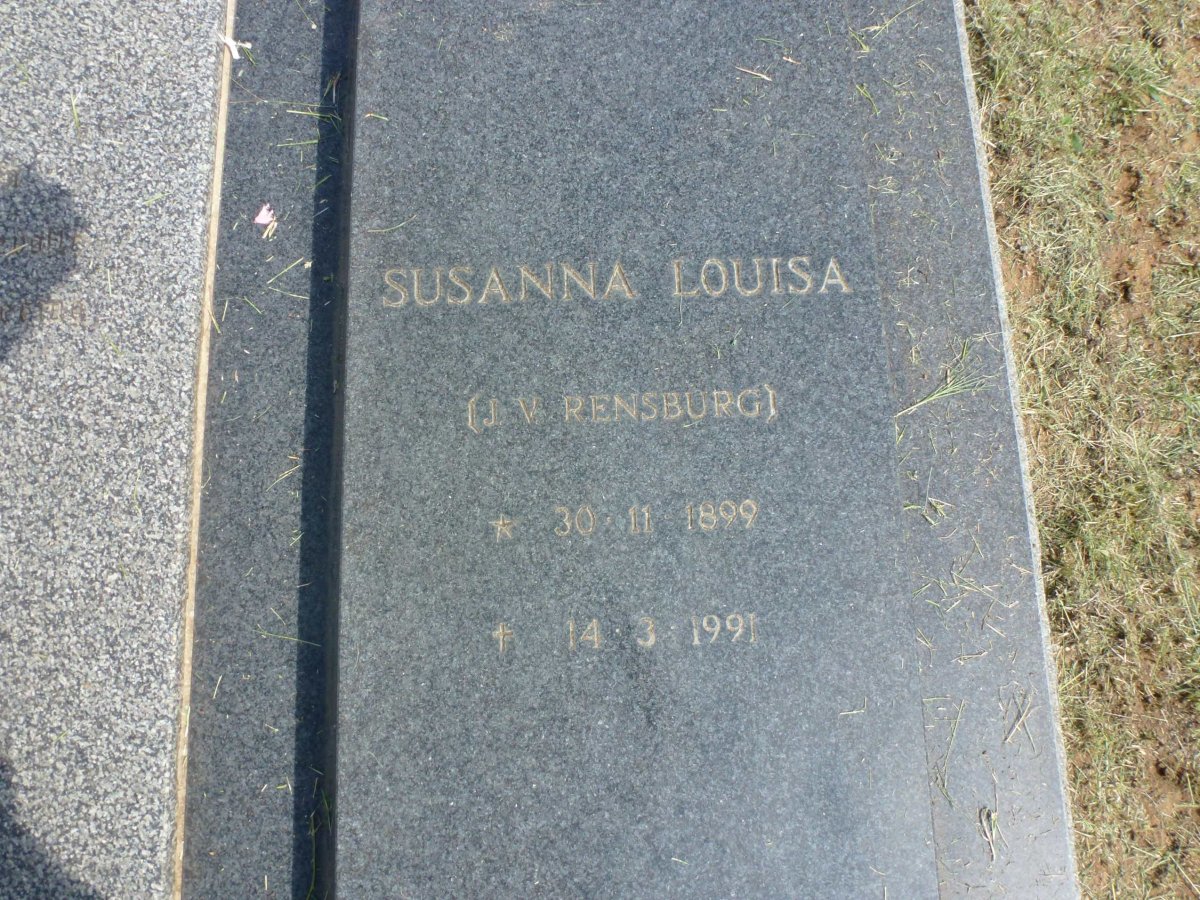 BURGER George David 1898-1978 &amp; Susanna Louisa J.V. RENSBURG 1899-1991