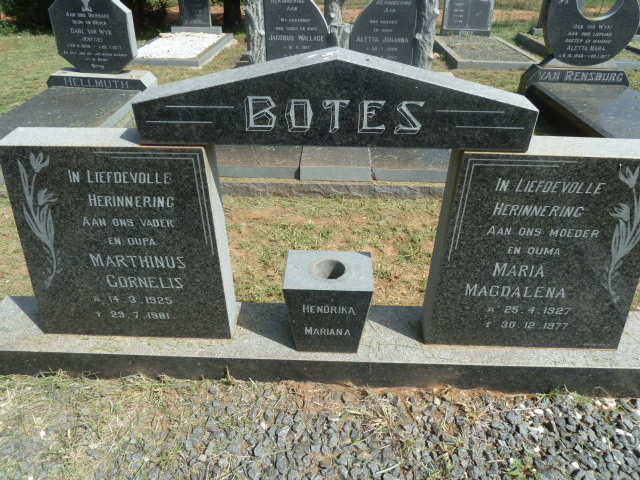 BOTES Marthinus Cornelis 1925-1981 &amp; Maria Magdalena 1927-1977