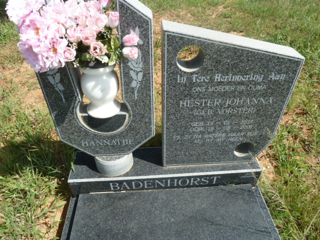 BADENHORST Hester Johanna nee VOSTER 1937-2001
