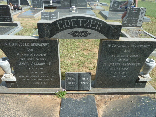 COETZER David Jacobus B. 1911-1980 &amp; Gerbrecht Elizabeth V.D. LINDE 1917-1985