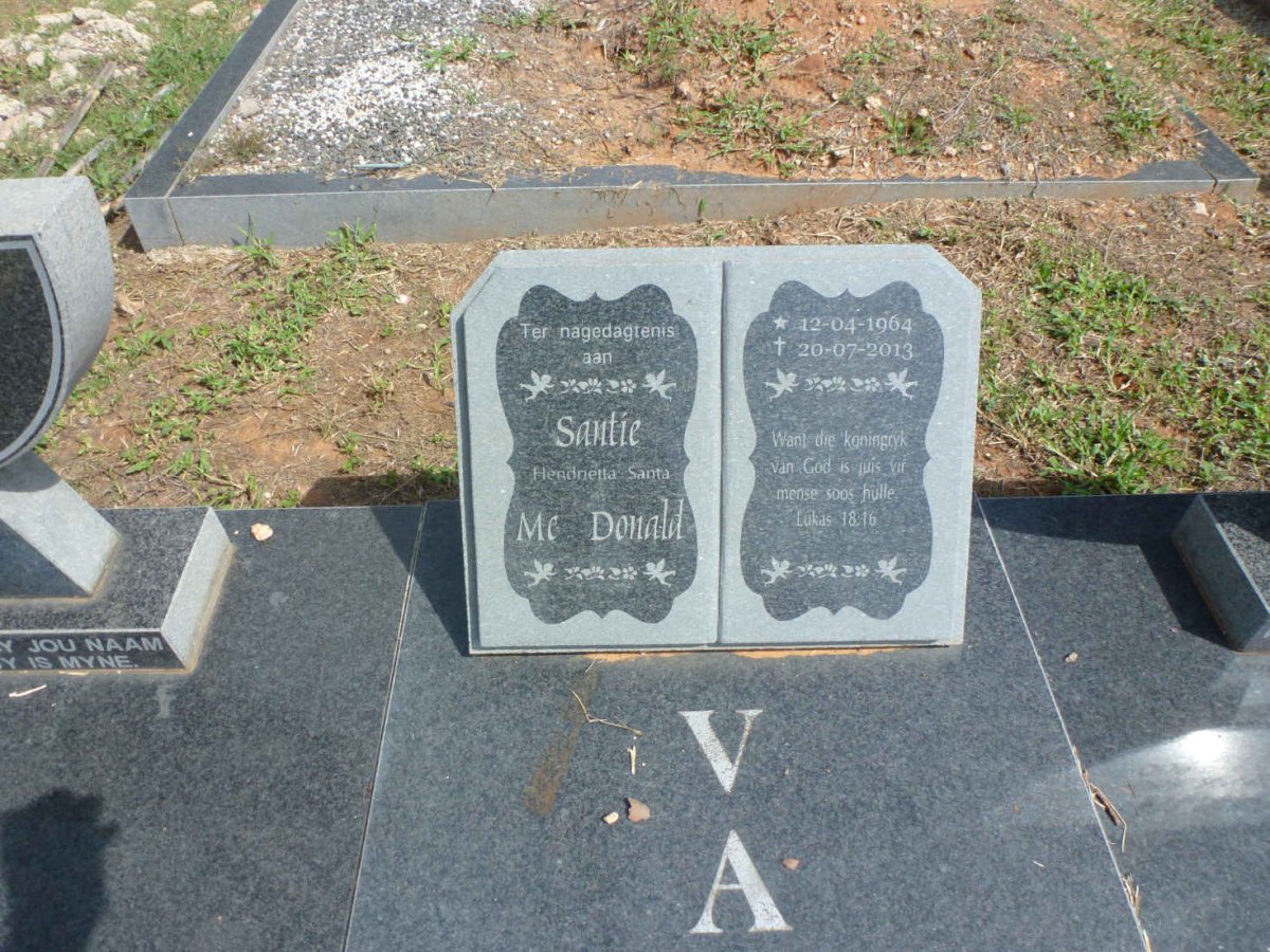 DEVENTER Willem, van 1932-1999 &amp; Fanny 1934-2013 :: McDONALD Hendrietta Santa 1964-2013