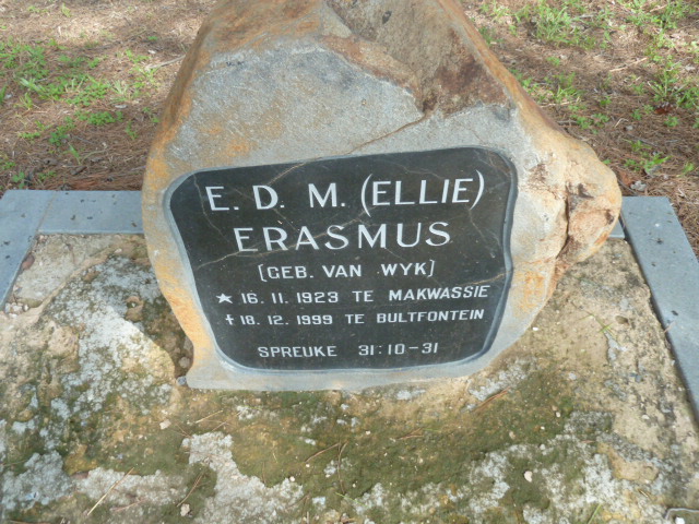 ERASMUS E.D.M. nee VAN WYK 1923-1999