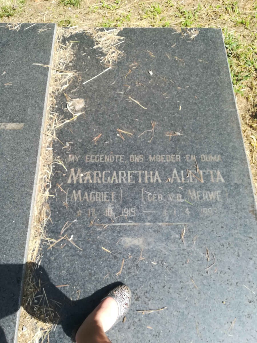 FOURIE Margaretha Aletta nee V.D. MERWE 1915-1993