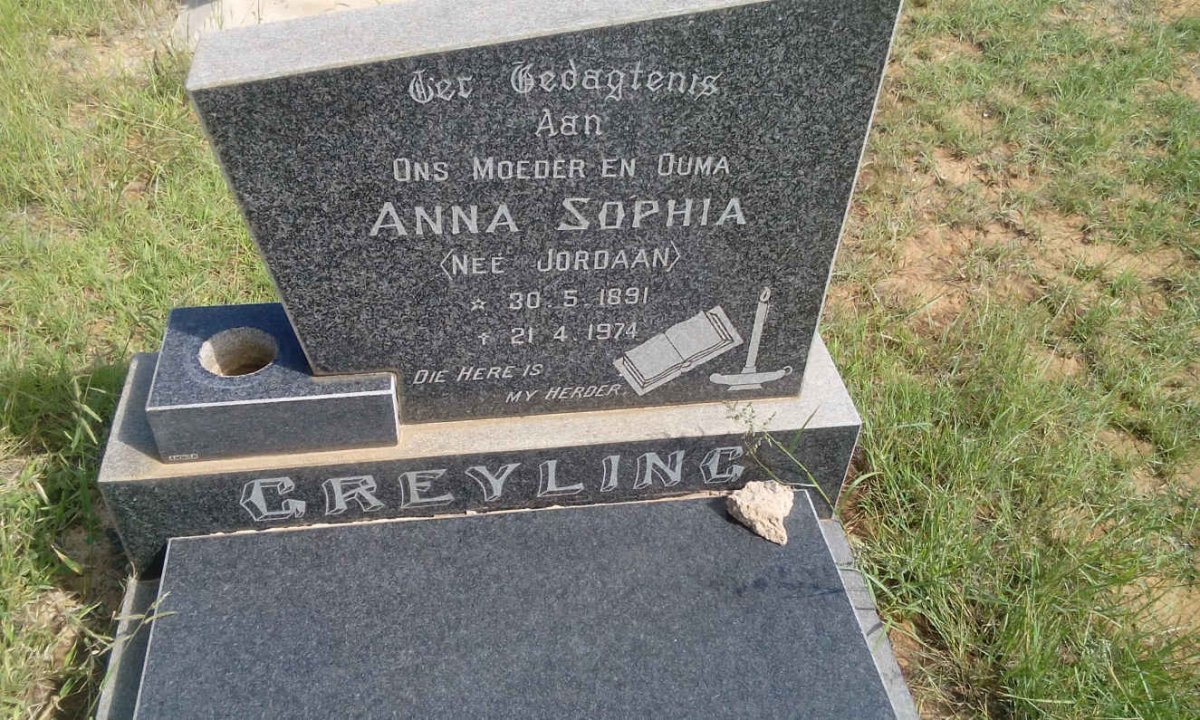 GREYLING Anna Sophia nee JORDAAN 1891-1974